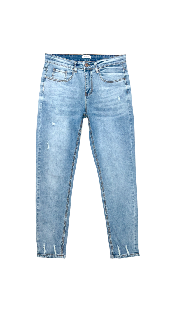 Jeans Hombre Skinny Azul Claro Con Destroyer - Imagen 8