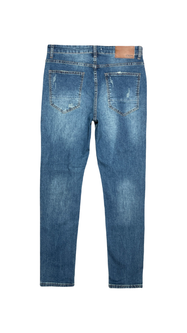 Jeans Hombre Skinny Azul Focalizado Con Destroyer - Imagen 9