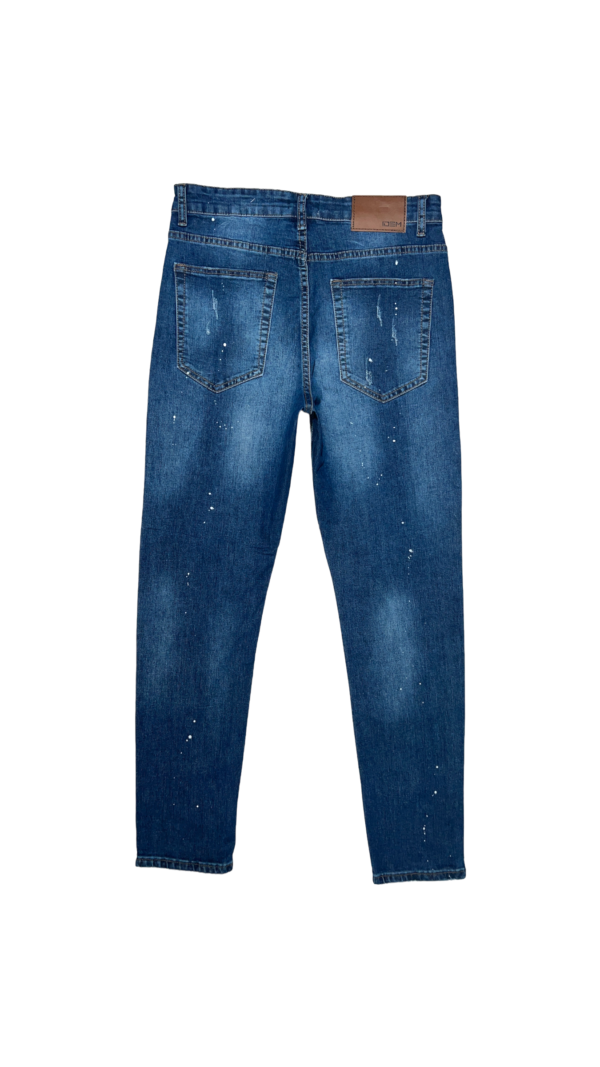 Jeans Hombre Skinny Azul Focalizado Con Destroyer Pintado - Imagen 9