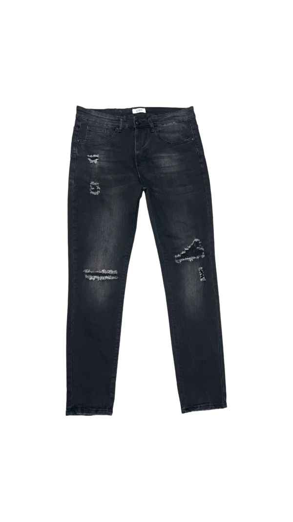 Jeans Hombre Skinny Negro Focalizado con Destroyer - Imagen 8