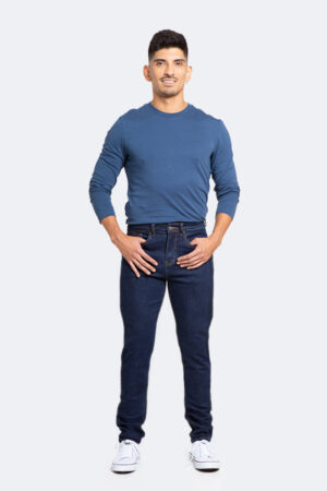 Jeans Hombre Slim Azul Oscuro Liso