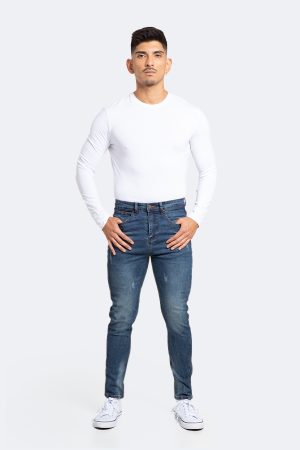 Jeans Hombre Skinny Azul con Drimen Focalizado Suave