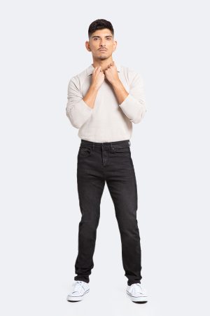 Jeans Hombre Slim Negro Liso