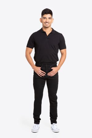 Jeans Hombre Slim Negro Oscuro Liso